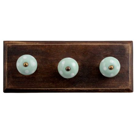 Sage Green Dot Wooden Hooks